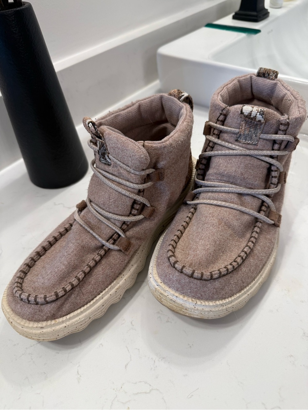 Hey Dude Women’s Taupe Lace-Up Moccasin Boot